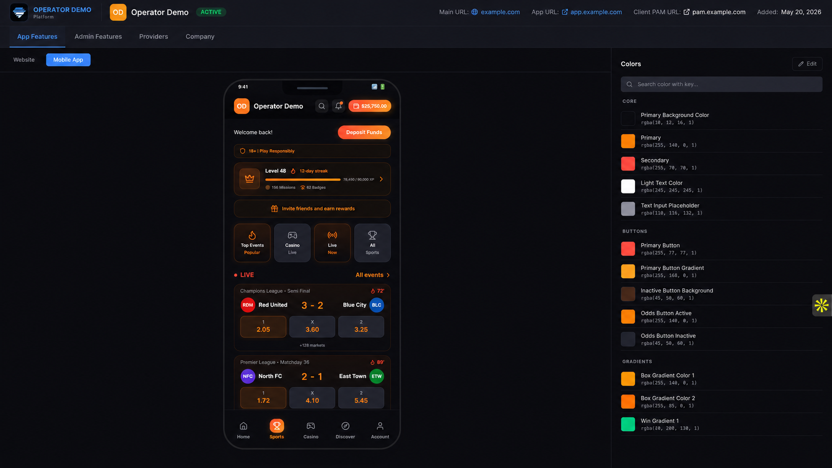 Trivelta Config Manager dashboard