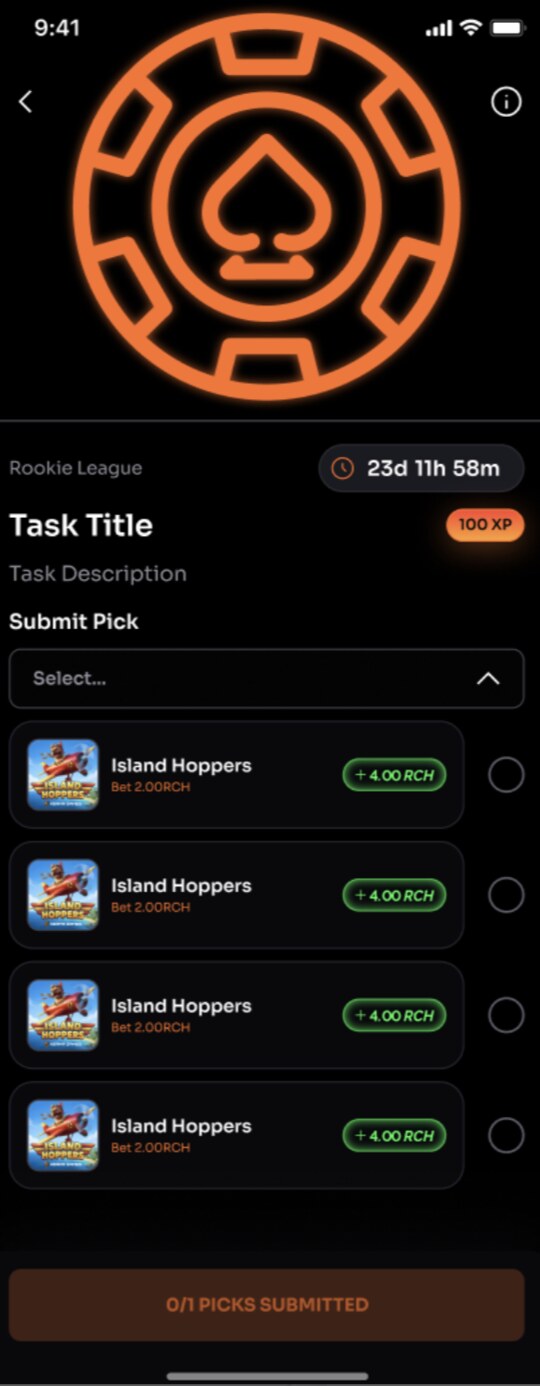 Operator setup: choose games, plays, wins and rewards