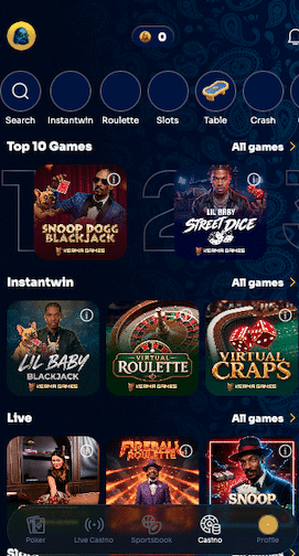 Casino games lobby