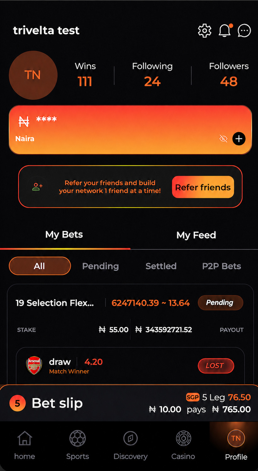 Trivelta social app