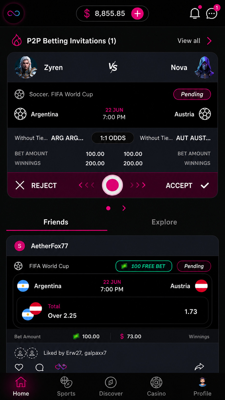 Trivelta P2P betting app