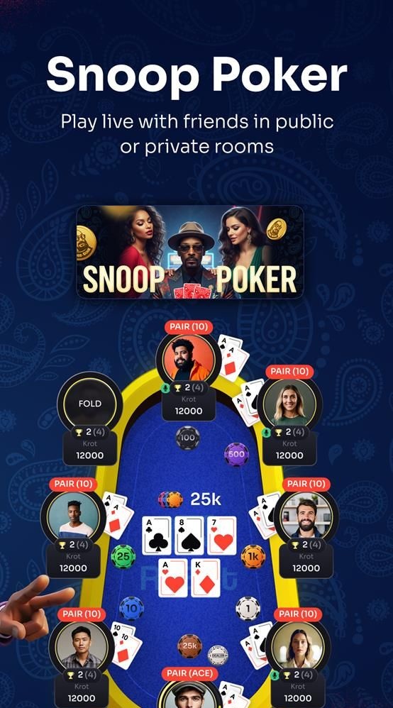 Poker table with public and private rooms
