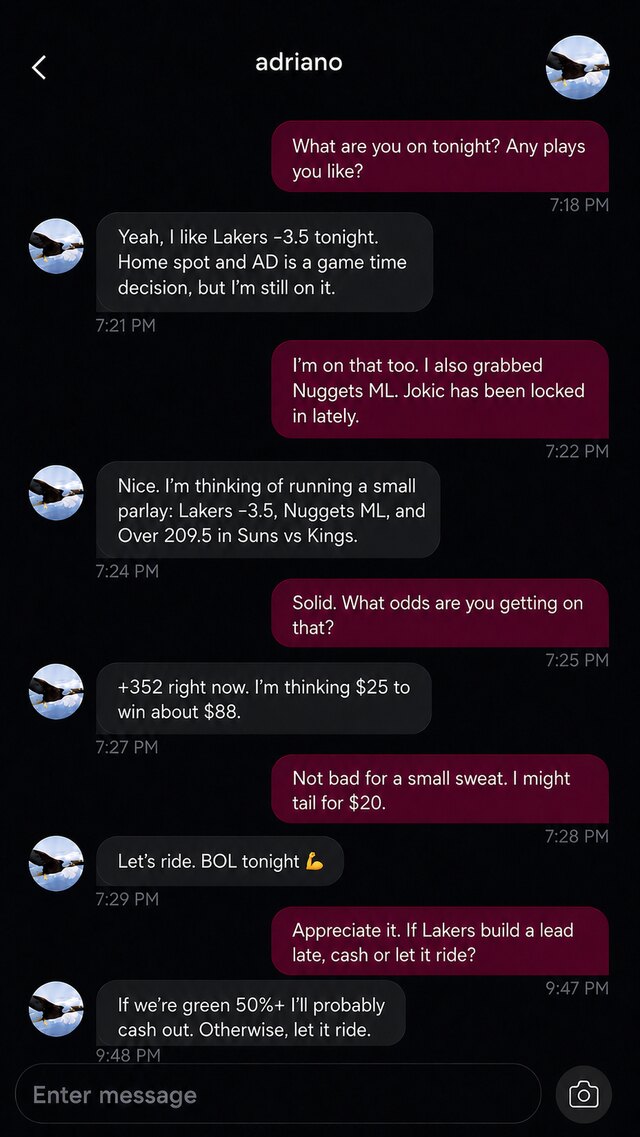 Group chat and peer-to-peer betting