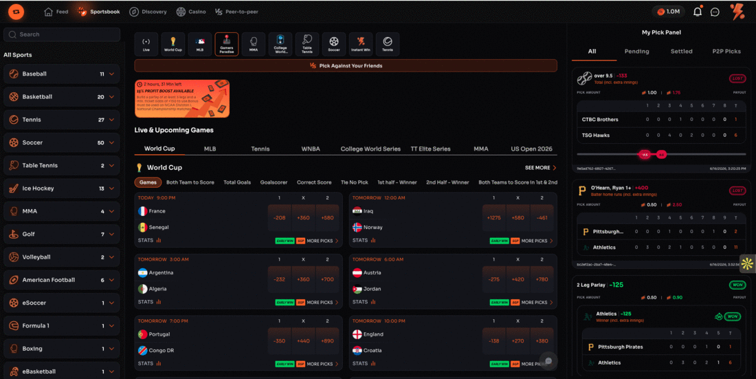 Trivelta sportsbook - desktop interface with live markets and betslip