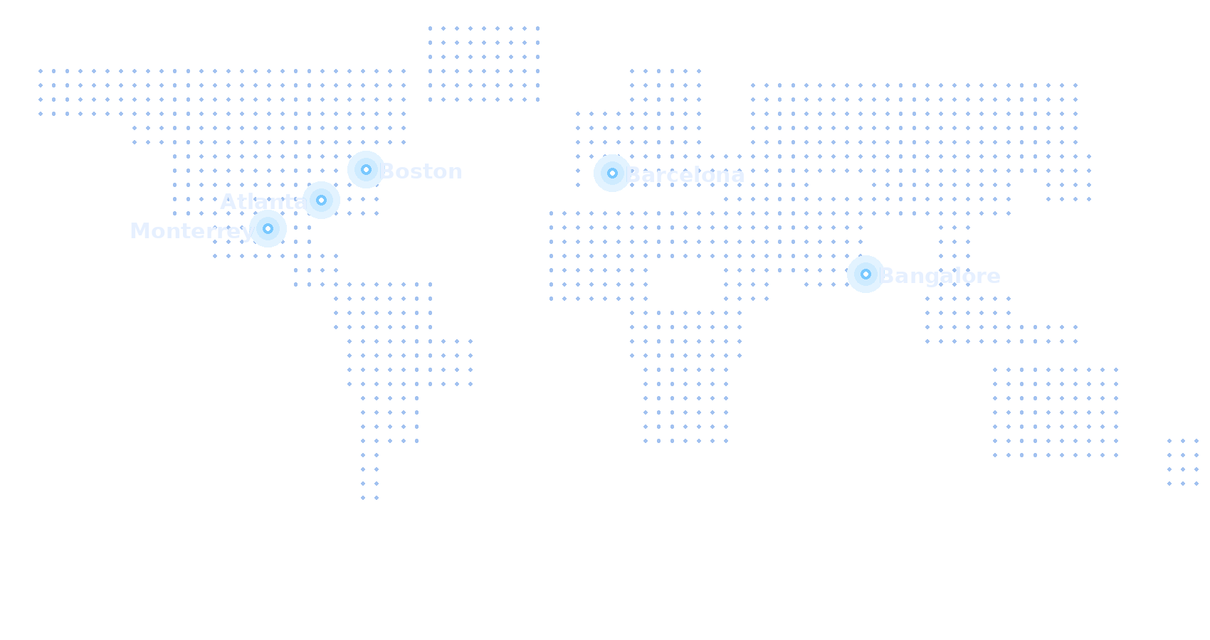 Trivelta offices: Boston, Atlanta, Monterrey, Barcelona, Bangalore